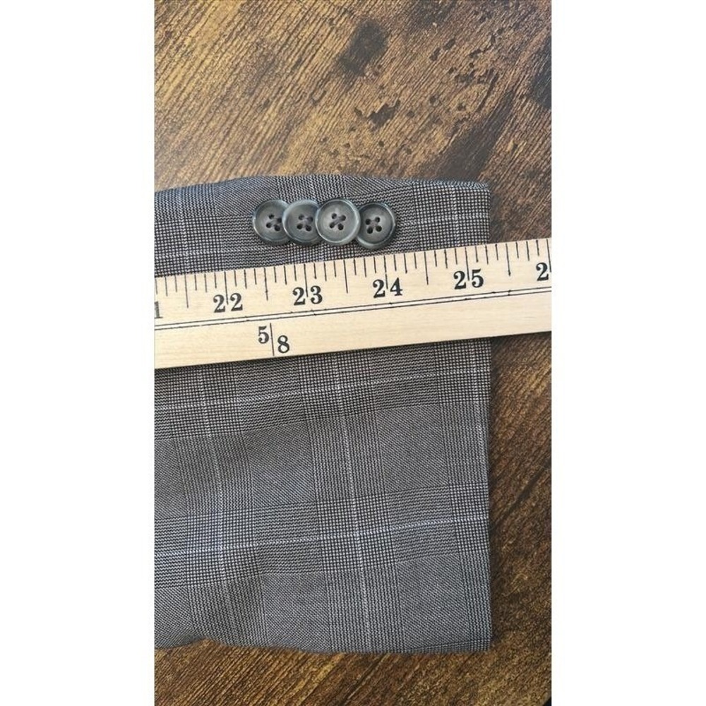 Sean John Mens Gray Glen Plaid Two Button Blazer Sport Coat 44L Wool Blend - Picture 10 of 12